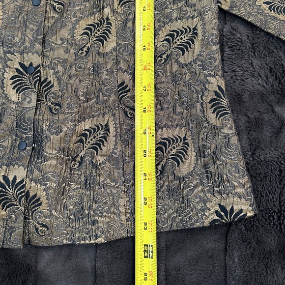 Yansi Fugel Designer Leave Metallic Collared Button Down Blouse Size L Vintage - Picture 2 of 7